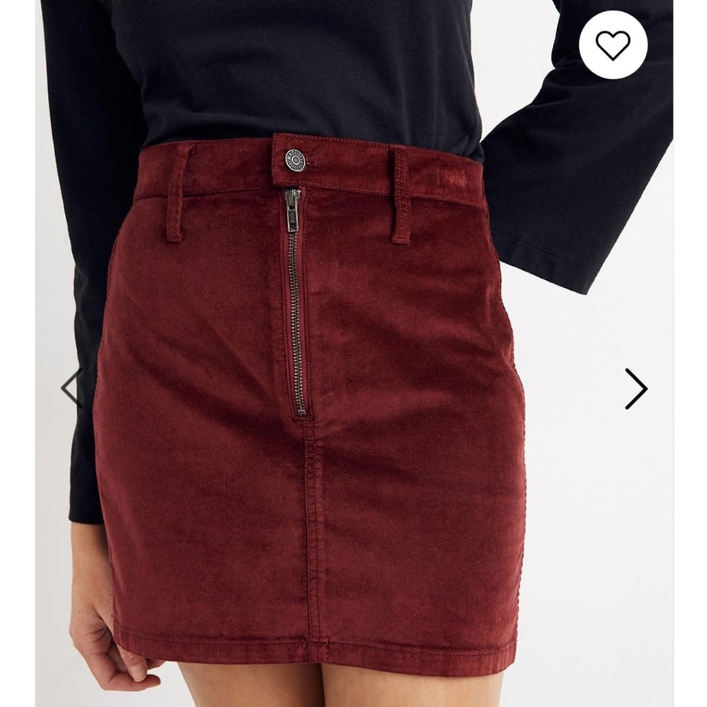 Madewell NWT velveteen stretch straight zip mini
